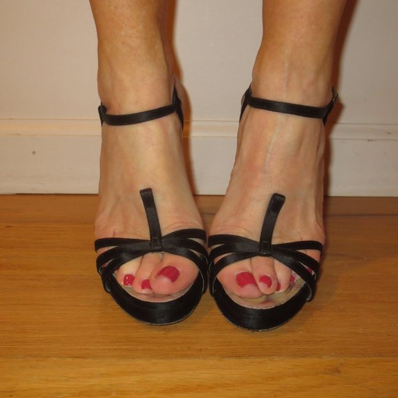 DSQUARED2 Black Satin Metal High Heel Platform Sandals - Picture 2 of 10